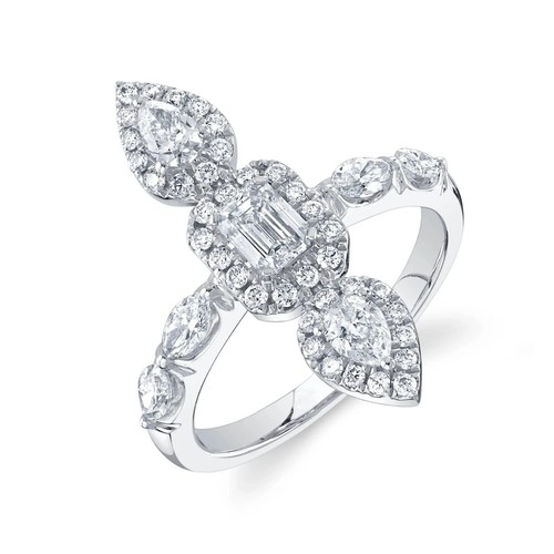 14k blanc diamant émeraude - 14k,