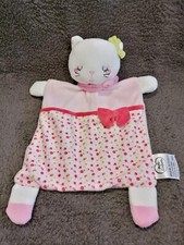 Doudou plat chat rose noeuds