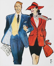 GRUAU RENE - THE DIOR COUPLE WALKING IN THE STREET 1965