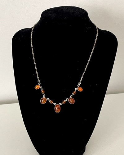 Collier pierres couleur ambre - collier,