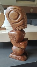 Figurine Totem Tiki Polynésien Maori. En Bois Porte-Bonheur/Protecteur Haut 35cm