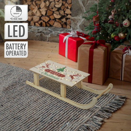 Traîneau noël led bois - de,