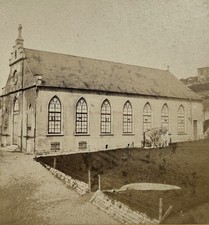 FRANCE Chapelle Évangélique Anglaise Boulogne-sur-Mer Photo c1870 Stereo Vintage
