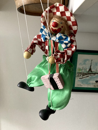 Marionette clown ancienne - , en