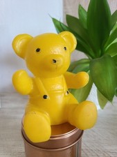 Ancien Jouet Pouet Pouet Figurine Ours Jaune Fonctionne Vintage Hauteur 10 Cm
