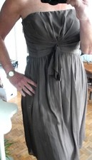 Robe bustier en soie 123 1.2.3 t 40 taupe avec jeux de plis