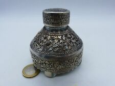 ASIE / CHINE EXPORT SUPERBE ENCRIER DE BUREAU ARGENT MASSIF ET VERRE OU CRISTAL