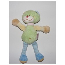 Doudou chat vert pattes bleues BENGY - 2491