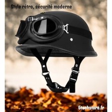 Demi-casque moto en cuir  allemand, Vintage, légère et résistante, visage ouvert