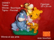 TIRELIRE plastic Bouchon  DISNEY Figurine WINNIE TIGROU BOURRIQUET PORCINET