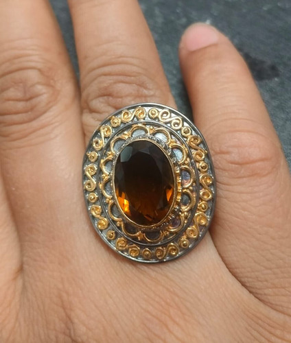 Bague quartz fumé - , naturel