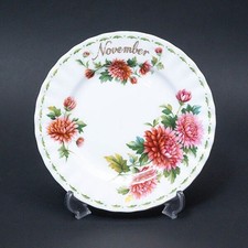 Assiette Royal Albert fleur du mois de novembre 16 cm céramique motif blanc...