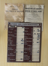 Authentique tableau des tarifs des consommations,  café bar bistrot vintage BE.