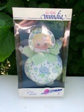 Vintage Les Minis Mundia Christine et Cécile grande Poupée chiffon fleurs bleues