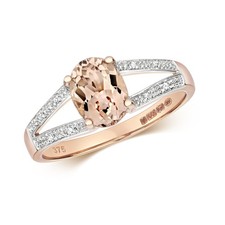 Bague Femme Or Rose 9 k/carat et Diamant avec Morganite