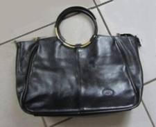 SUPERBE SAC à main EN CUIR NOIR ? KEVIM ? ANSES RONDES ? Très Original