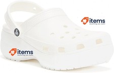 Crocs Femmes Classique Plateforme Sabot Blanc, 38/39 Ue W UK Sandales Plage