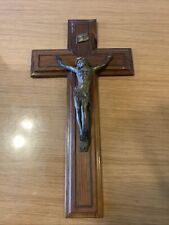 Crucifix Mural En Bois Et Régule 40 Cm Vintage Ref GDF2s