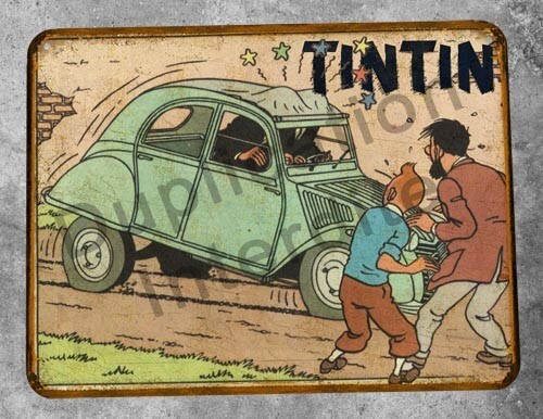 Plaque métal vintage tintin - plaque,