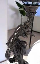 Lampe de table Sécession viennoise lampe art nouveau avec figurine femme abat-jo