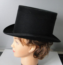 Chapeau Haut de forme ancien noir  T 56 ou T 4,5 Courses Cinéma TV Théâtre