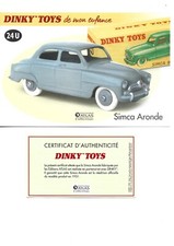 DINKY TOYS Fiche + Certificat SIMCA ARONDE Dinky Toys 24 U Atlas