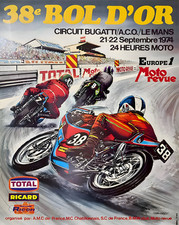 Affiche Moto Bol d'Or 24 Heures 1974 Le Mans Motorcycle -...