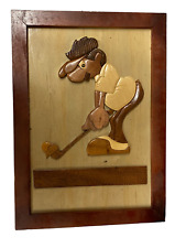 ANCIEN TABLEAU CADRE STYLE CORNER COUNTRY BOIS RELIEFLE GOLFEUR CLUB GOLF CADDIE