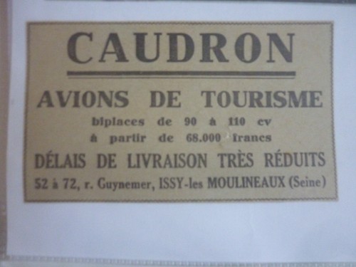 1930 pub caudron avion de - pub,