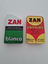 ZAN RÉGLISSE 2 BOITES TOLE ET PLASTIQUE ANCIENNE OBJET PUB BONBON
