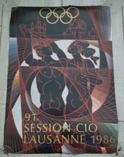 Affiche Officielle 91 eme Session Cio 1986. Dédicace De L' Artiste Hans ERNI