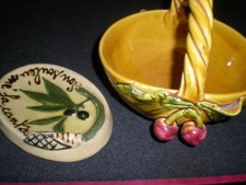 PANIER CERISE VIDE POCHE CIGALE  CERAMIQUE VALLAURIS PROVENCE 