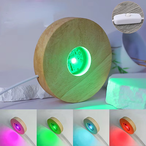 Socle lumineux bois rond 10cm - socle,