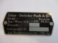 Plaque D'Identification Puch