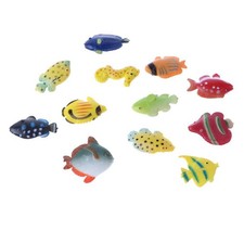 Lot de 12 figurines de poissons de mer en plastique, jouets de fête pour