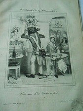 Caricature 1835 - Tribulations de la Garde Nationale N°11 - Un bonnet à poil