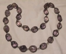 ANCIEN BIJOU COLLIER AMÉTHYSTE  FIL ARGENTÉ #K34#