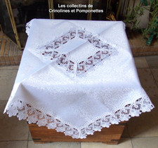 NAPPE A THE SURNAPPE  BRODEE TOUR GUIPURE SUR POLYESTER  85 CM BLANCHE***