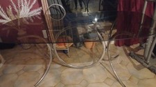 Grande Table Verre Chrome Design Arabescato Roche Bobois Osvaldo BORSANI Tecno