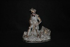ancien grand encrier en porcelaine de vieux Paris hussard militaire XIX ème
