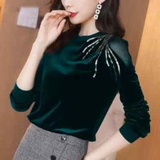 Femme Velours Bas Chemise