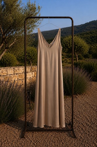 Robe longue silky - longue, champagne