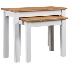 Bois de Pin Massif Tables Gigognes 2 pcs Balnc Table Basse Salon Canapé vidaXL