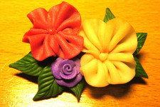 BROCHE style ART DECO VINTAGE FLEURS en argile polymère artisanat contemporain