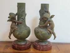 Auguste Moreau Paire Vases Art