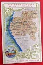 cpa , les colonies francaises , le gabon , publicité chocolaterie  d'aiguebelle