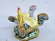 🇫🇷 ANCIENNE DOUBLE SALIERE POULE COQ BARBOTINE SALERON ANIMALIER CONDIMENT