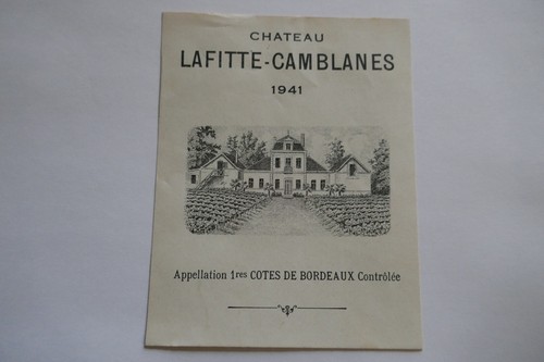 étiquette ancienne 1941 - , vin