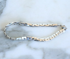 Ancien Bracelet Femme en Argent Massif 925 Double Face Maille Poinçonné Vintage