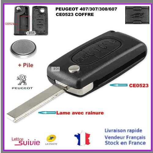 Cle plip peugeot 3bts coffre - plip,